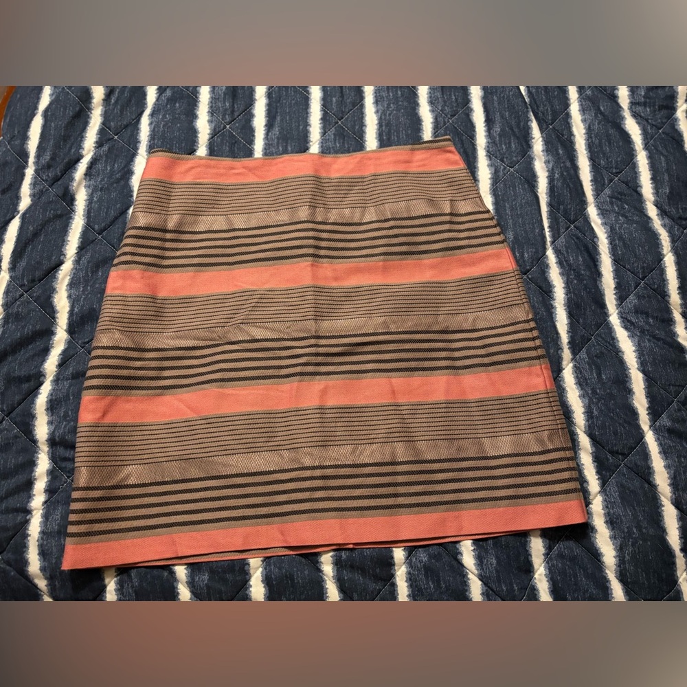 LOFT Brown and Pink Striped Mini Skirt nwt